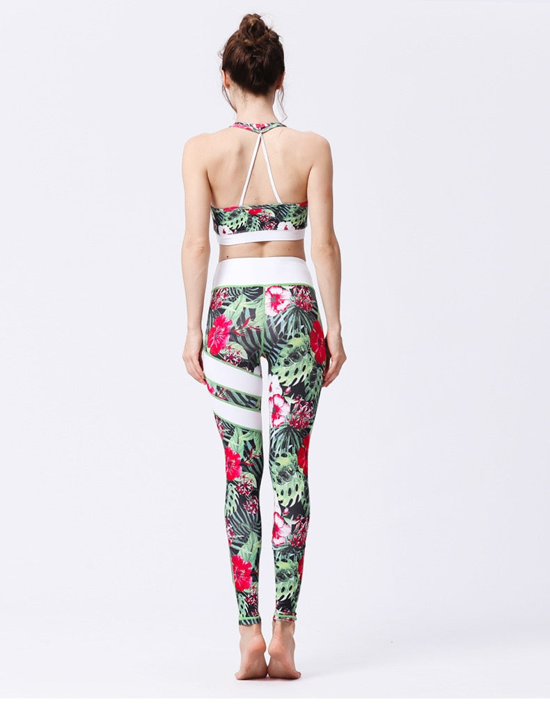 Seamless Print Yoga Set Gym Clothing Tank Crop Top Leggings Suit Push Up Workout Training Jogging Casual High Elastic Tracksuit | Vimost Shop.