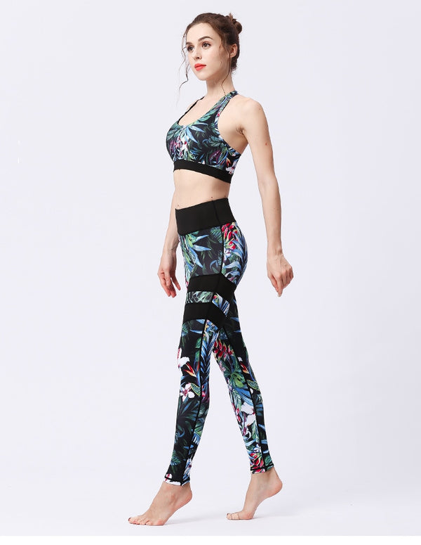 Seamless Print Yoga Set Gym Clothing Tank Crop Top Leggings Suit Push Up Workout Training Jogging Casual High Elastic Tracksuit | Vimost Shop.