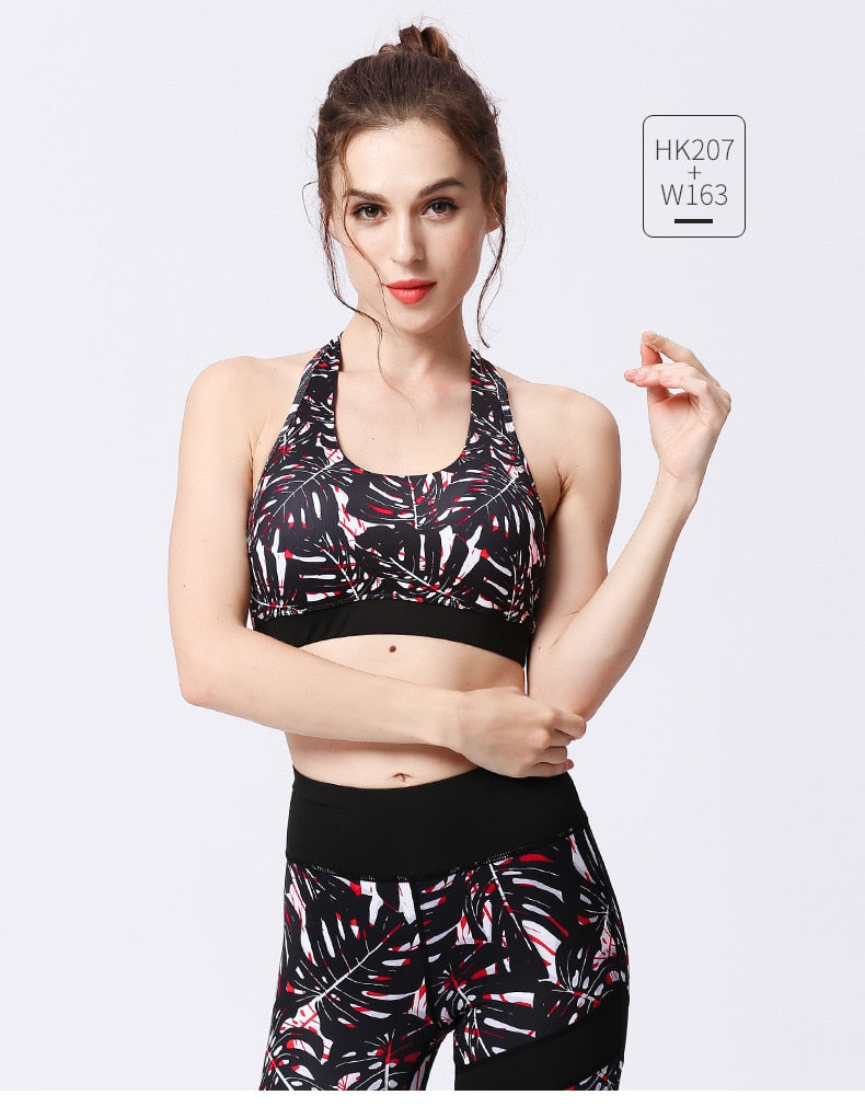 Seamless Print Yoga Set Gym Clothing Tank Crop Top Leggings Suit Push Up Workout Training Jogging Casual High Elastic Tracksuit | Vimost Shop.