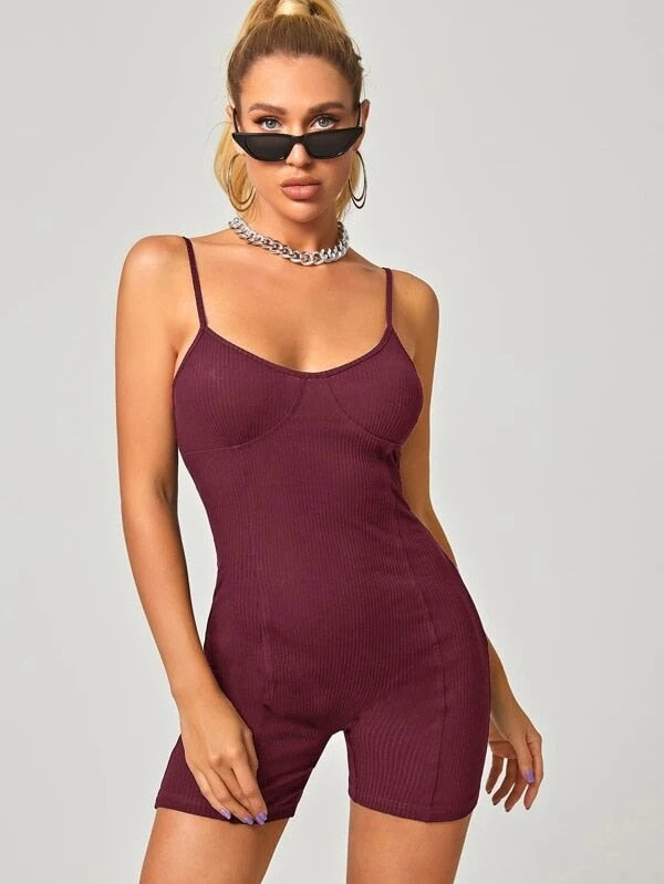Solid Seamless Yoga Gym Knitted Jumpsuit Fashion Sleeveless Top Shorts Fitness Push Up Running Sports Dance Playsuit One Piece | Vimost Shop.