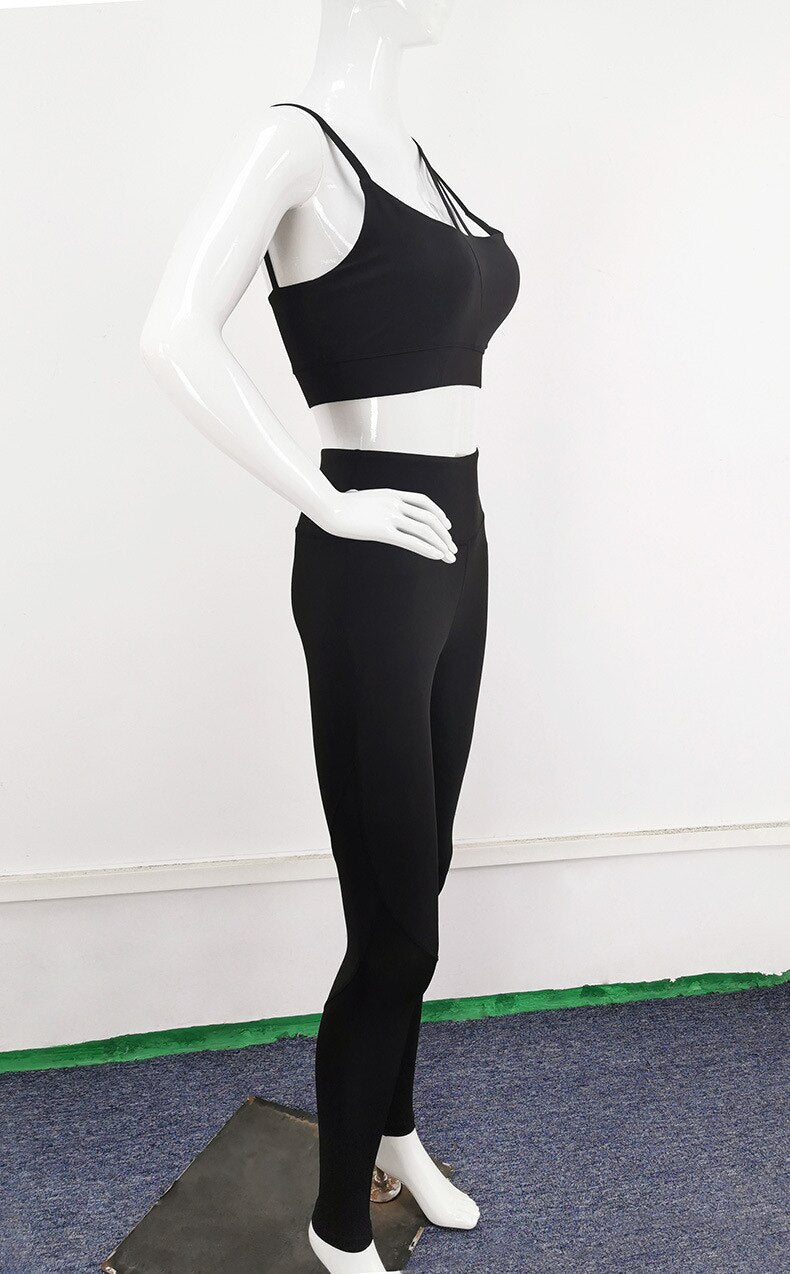 Autumn Seamless Yoga Set High Stretch Tracksuit For Women Sleeveless Crop Top Leggings Two Piece Set Running Push Up Clothing | Vimost Shop.