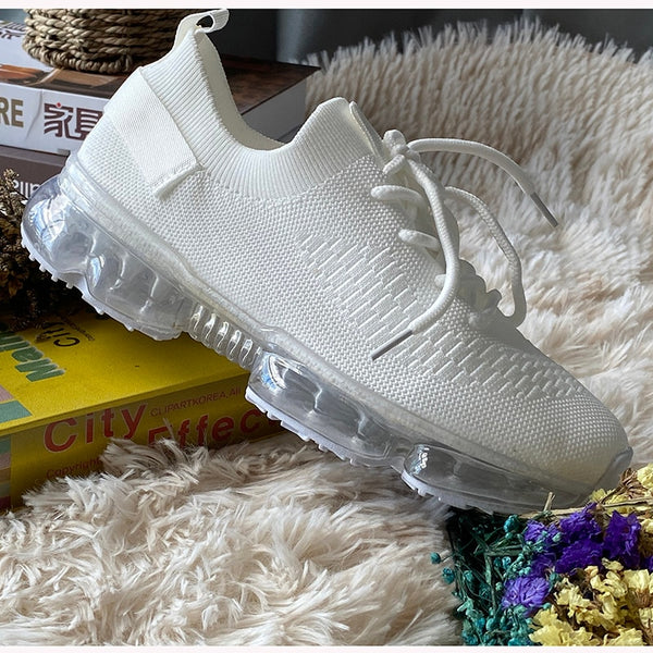 Mesh Air-Cushion Women Sneakers White Women's Sports Shoes Platform Knitted Running Shoes Lightweight Summer Autumn | Vimost Shop.