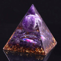 Natural Amethyst Sphere Orgone Pyramid Orgonite Energy Glow In The Dark Pyramid Prevent Radiation Cosmic Energy Stone Decoration