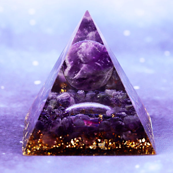 Natural Amethyst Sphere Orgone Pyramid Orgonite Energy Glow In The Dark Pyramid Prevent Radiation Cosmic Energy Stone Decoration | Vimost Shop.