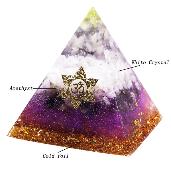 Orgone Amethyst Orgonite Energy Generator Pyramid With Rock Crystal Quartz For Emf Protection Healing Calming Balance | Vimost Shop.