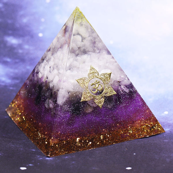 Orgone Amethyst Orgonite Energy Generator Pyramid With Rock Crystal Quartz For Emf Protection Healing Calming Balance | Vimost Shop.