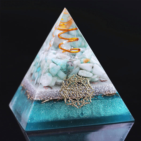 Reiki Amazonite Crystal Orgone Pyramid Healing Quartz Energy Points/Emf Protection Meditation Yoga Energy Generator | Vimost Shop.