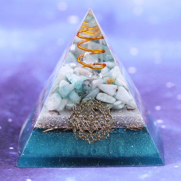 Reiki Amazonite Crystal Orgone Pyramid Healing Quartz Energy Points/Emf Protection Meditation Yoga Energy Generator | Vimost Shop.