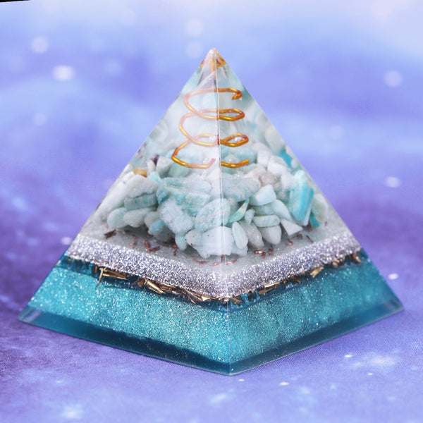 Reiki Amazonite Crystal Orgone Pyramid Healing Quartz Energy Points/Emf Protection Meditation Yoga Energy Generator | Vimost Shop.