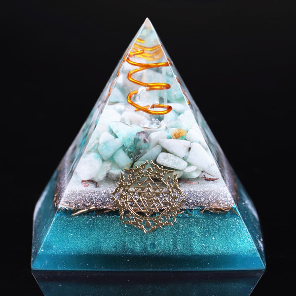 Reiki Amazonite Crystal Orgone Pyramid Healing Quartz Energy Points/Emf Protection Meditation Yoga Energy Generator | Vimost Shop.