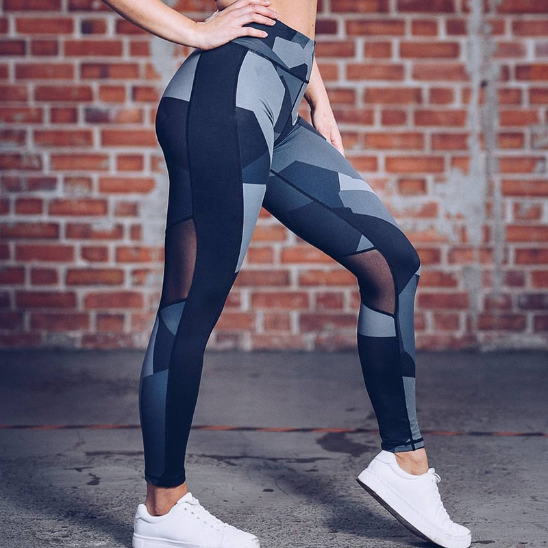 Autumn Sheer Mesh Patchwork Yoga Pants Sports Fitness Print Yoga Leggings Fashion Workout Push Up High Elastics Gym Trousers | Vimost Shop.