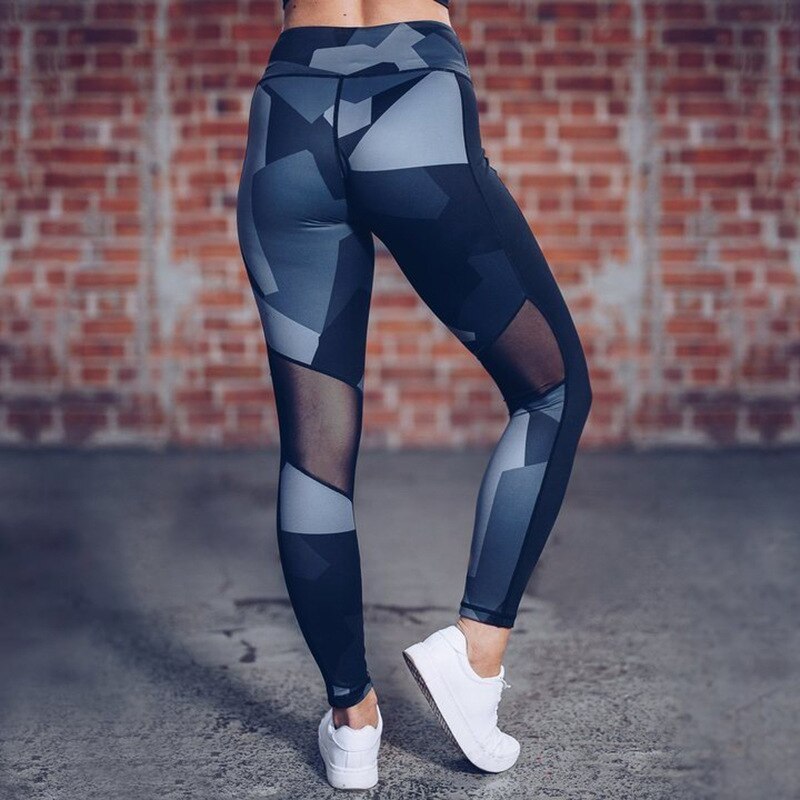 Autumn Sheer Mesh Patchwork Yoga Pants Sports Fitness Print Yoga Leggings Fashion Workout Push Up High Elastics Gym Trousers | Vimost Shop.