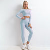 Autumn Seamless Yoga Set High Stretch Tracksuit For Women Long Sleeve Crop Top Leggings Two Piece Set Running Push Up Clothing | Vimost Shop.