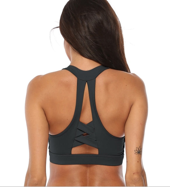 Solid Yoga Gym Bras Sports Push Up Stretchy Breathable Crop Top Running Straining Vest Fitness Underwear Top Fashion Fitness Bra | Vimost Shop.