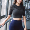 Seamless Sports Yoga Top Fitness Tracksuit Fashion Half Sleeve Crop Hollow Out Back Top Sportswear Gym Workout Casual Clothing | Vimost Shop.
