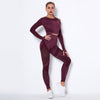 Autumn Seamless Yoga Set Women Gym Clothes Long Sleeve Crop Top Hollow Out Leggings Tracksuit Workout Sports Fitness 2 Piece | Vimost Shop.