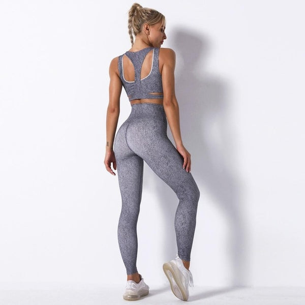 Seamless Print Yoga Set Tracksuit Women Gym Clothes Fitness Bra And Leggings Suit Push Up Workout Training Running New Outfits | Vimost Shop.