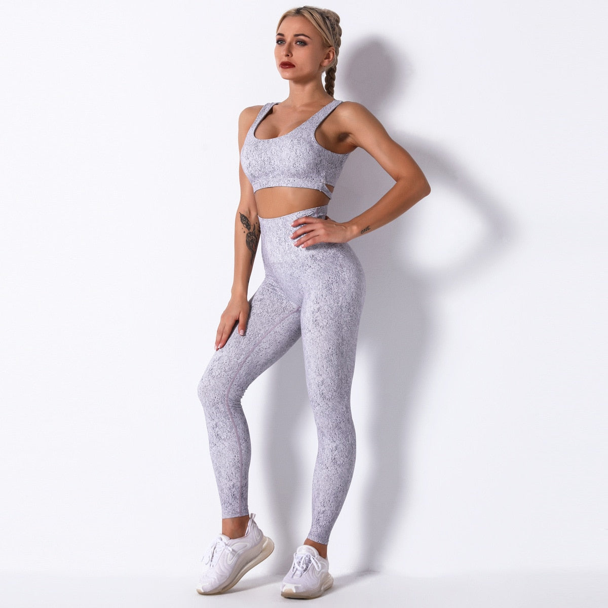 Seamless Print Yoga Set Tracksuit Women Gym Clothes Fitness Bra And Leggings Suit Push Up Workout Training Running New Outfits | Vimost Shop.
