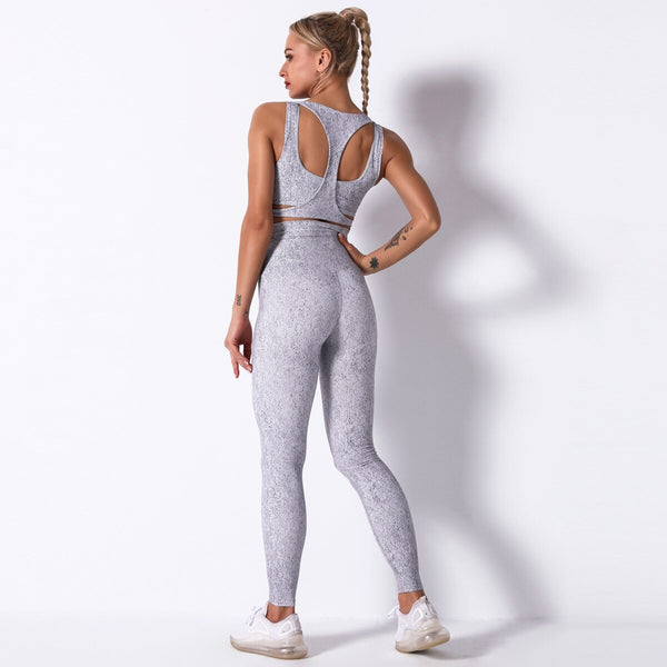 Seamless Print Yoga Set Tracksuit Women Gym Clothes Fitness Bra And Leggings Suit Push Up Workout Training Running New Outfits | Vimost Shop.