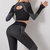 Seamless Striped Yoga Set Women Gym Clothes Long Sleeve Crop Top Leggings Sports Tracksuit Workout Training Fitness 2 Piece Set | Vimost Shop.