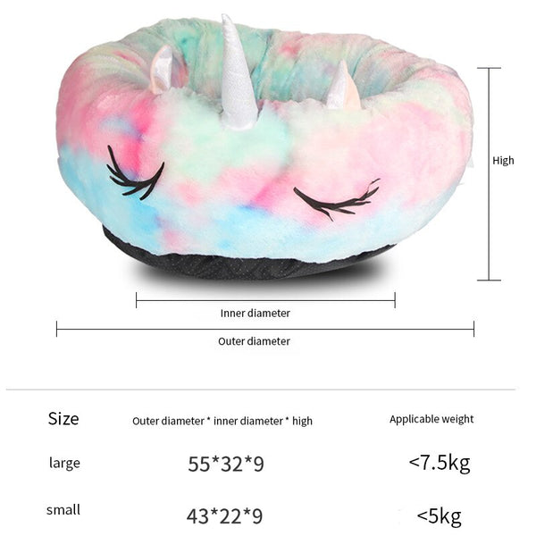 Pet Dog Bed Unicorn Round Cat House Soft Puppy Sofa Non-Slip Durable Sleeping Mat For Cats Small Dog Warm Cushion Pet Products | Vimost Shop.