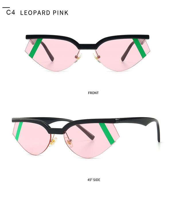 Fashion Stripe Cat Eye Small Sunglasses Women Luxury Brand Design Vintage Half Frame 90S Sun Glasses Chic Triangle | Vimost Shop.