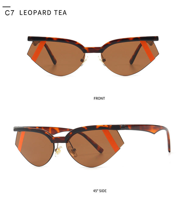 Fashion Stripe Cat Eye Small Sunglasses Women Luxury Brand Design Vintage Half Frame 90S Sun Glasses Chic Triangle | Vimost Shop.
