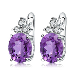 925 Sterling Silver Romantic Stud Earrings for Women Gift 5.21Ct Natural Amethyst Birthstone Earrings Fine Jewelry | Vimost Shop.