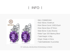 925 Sterling Silver Romantic Stud Earrings for Women Gift 5.21Ct Natural Amethyst Birthstone Earrings Fine Jewelry | Vimost Shop.