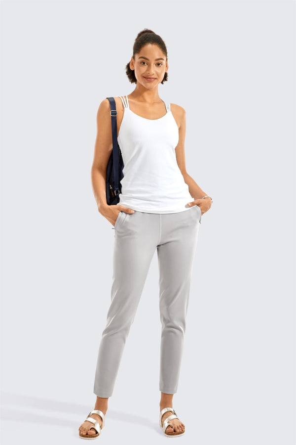 Women's Stretch Casual Pants Drawstring Jogger Travel Lounge Sweatpants with Zipper Pockets