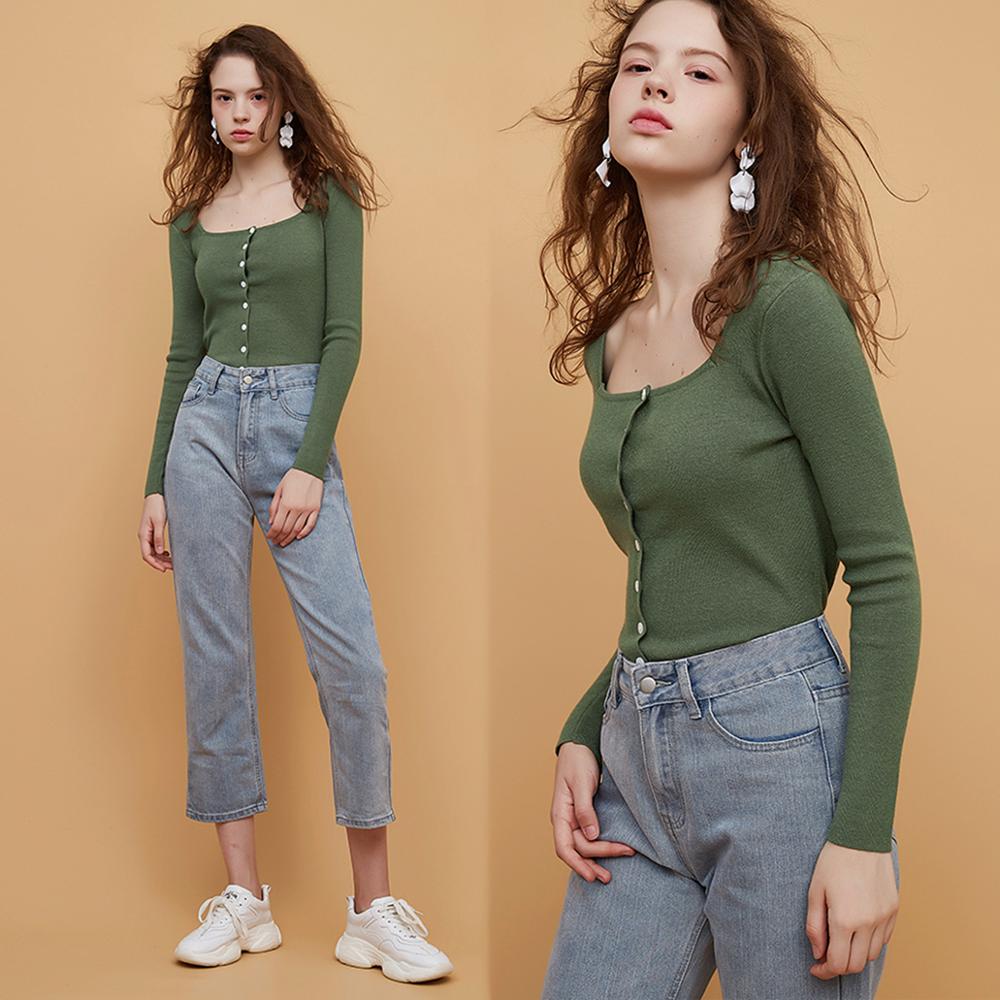 Square Collar Women Green Blouse Shirt Female Elegant  Spring Autumn Sexy Long  Sleeve Tops Ladies Casual Blouses