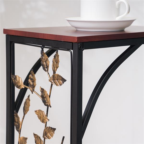 54*30.5*21CM Leaf Pattern Iron Side Table Coffee Table Brown for living room bedroom dining room with a contemporary end table | Vimost Shop.