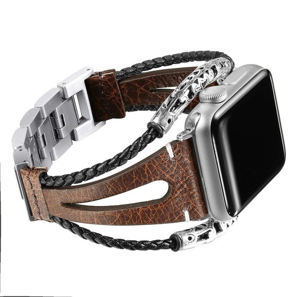 Leather loop Band For Apple Watch Series 6 5 4 3 SE Bracelet Handmade Natural Genuine Leather strap For iWatch 38mm 42mm 40/44mm | Vimost Shop.