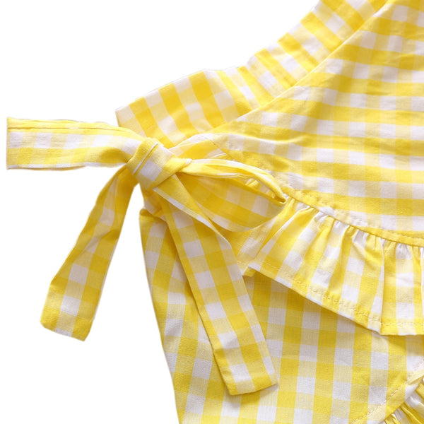 Baby Girl Suit Yellow Plaid Top And Skirt Cute Sweet Party Casual Outdoor Toddler Kids Clothes | Vimost Shop.