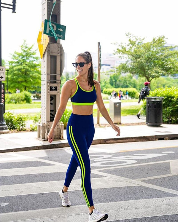 Seamless Striped Yoga Set For Fitness Casual Bra Crop Top High Waist Leggings Two Piece Set Sportswear Workout GYM Tracksuit | Vimost Shop.