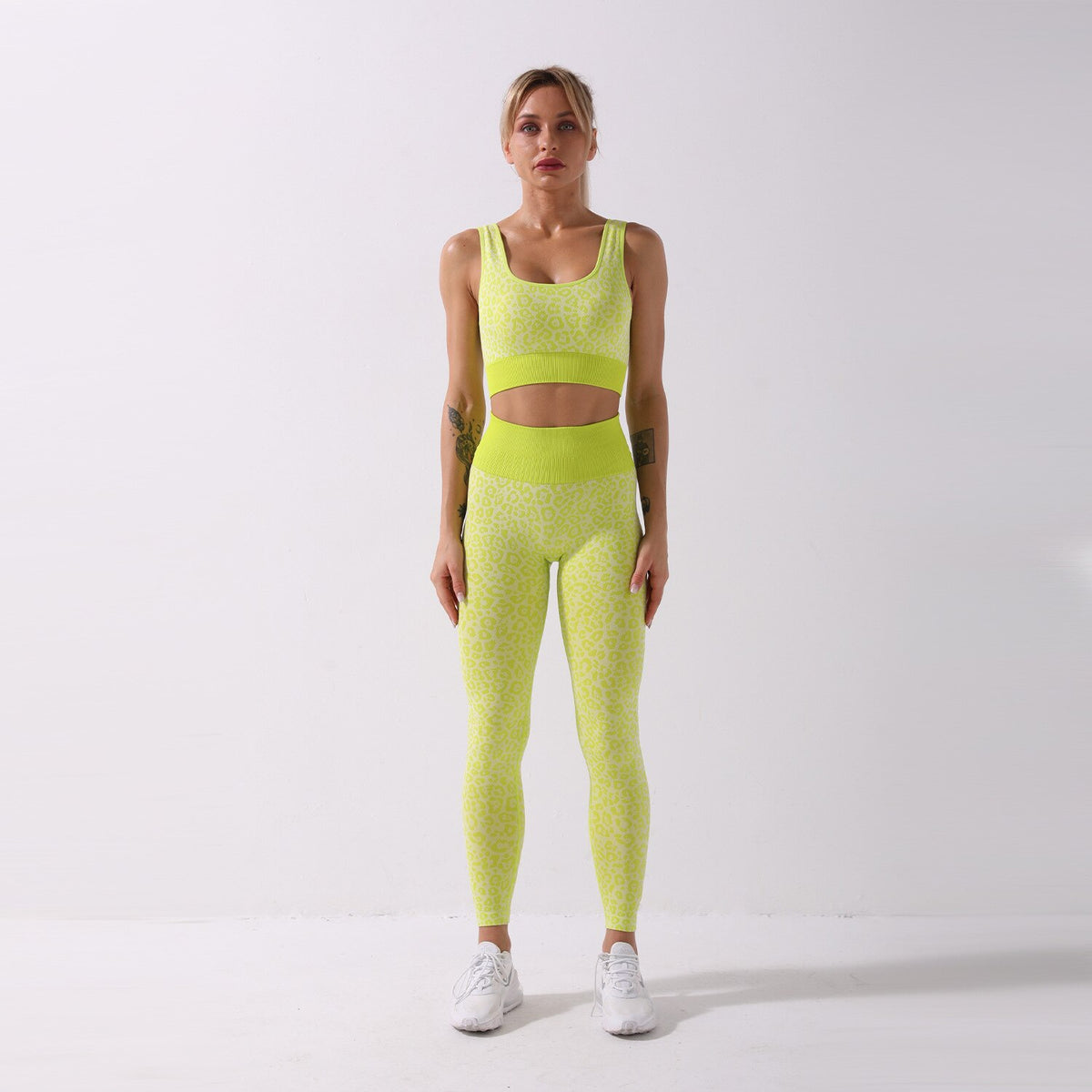 Seamless Leopard Print Yoga Set Gym Clothing Fashion Tank Crop Top Leggings Suit Push Up Workout Training Running Tracksuit | Vimost Shop.