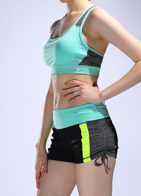 Women Color Patchwork Yoga Shorts Loose Drawstring Double Anti-exhaust Short Pants Casual Sports Running Gym Fitness Shorts | Vimost Shop.