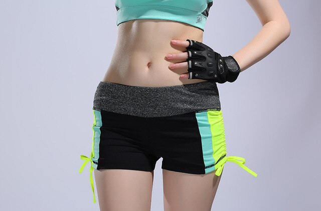Women Color Patchwork Yoga Shorts Loose Drawstring Double Anti-exhaust Short Pants Casual Sports Running Gym Fitness Shorts | Vimost Shop.