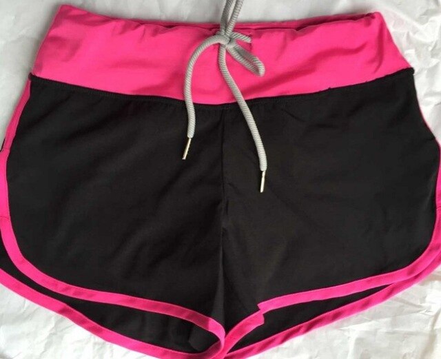 Women Color Patchwork Yoga Shorts Loose Drawstring Double Anti-exhaust Short Pants Casual Sports Running Gym Fitness Shorts | Vimost Shop.