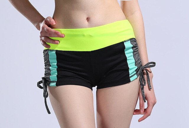 Women Color Patchwork Yoga Shorts Loose Drawstring Double Anti-exhaust Short Pants Casual Sports Running Gym Fitness Shorts | Vimost Shop.