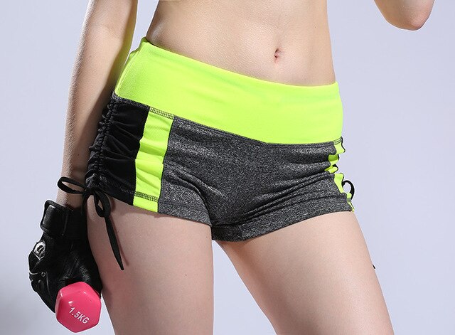 Women Color Patchwork Yoga Shorts Loose Drawstring Double Anti-exhaust Short Pants Casual Sports Running Gym Fitness Shorts | Vimost Shop.
