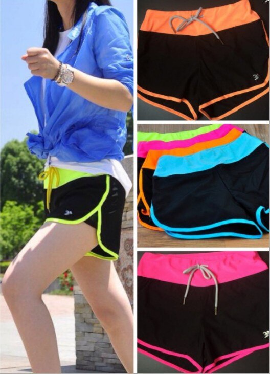 Women Color Patchwork Yoga Shorts Loose Drawstring Double Anti-exhaust Short Pants Casual Sports Running Gym Fitness Shorts | Vimost Shop.