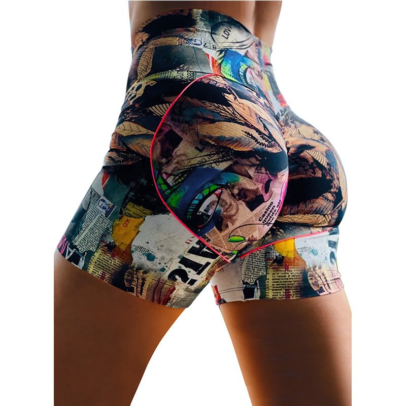 Seamless Tie Dye Print Sport Yoga Shorts Gym Clothing High Elastics Workout Push Up Running Short Pants For Women Female Outfits | Vimost Shop.