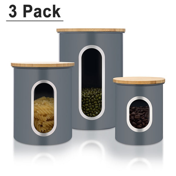 3 Pcs Storage Bin Food Container Snack Canister Set Coffee Bean Tea Sugar Box With Seal Lid Kitchen Food Organization Jar | Vimost Shop.