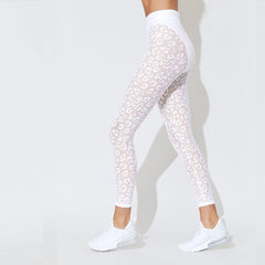 Women Leopard Lace Patchwork Yoga Fitnes Suit Sexy Sheer Mesh Long Sleeve Zipper Crop Top And Leggings Tracksuit Sports Outfits | Vimost Shop.