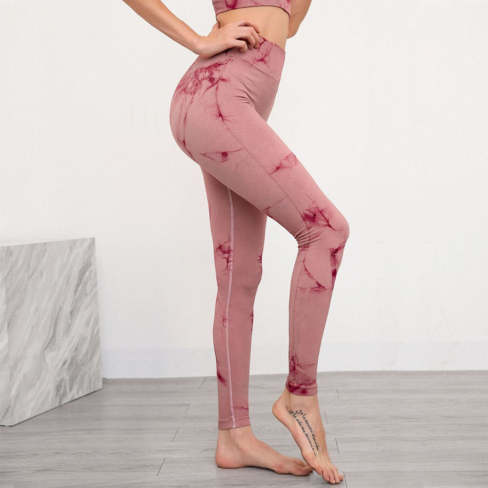Autumn Seamless Tie Dye Print Yoga Leggings Work Out Fitness Gym Yoga Pantalones High Elastics High Waist Sports Slim Trousers | Vimost Shop.