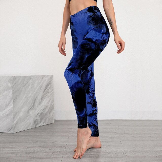 Autumn Seamless Tie Dye Print Yoga Leggings Work Out Fitness Gym Yoga Pantalones High Elastics High Waist Sports Slim Trousers | Vimost Shop.