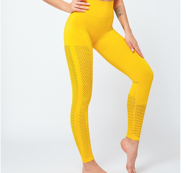 Seamless Solid Yoga Suit Women Gym Clothes Short Sleeve Crop Top Hollow Out Leggings Sport Tracksuit Fitness Workout Outdoor Set | Vimost Shop.