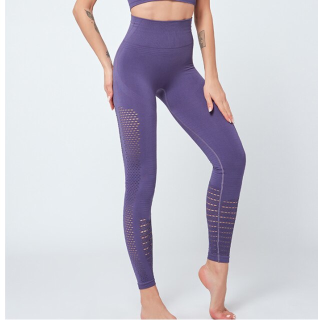 Seamless Solid Yoga Suit Women Gym Clothes Short Sleeve Crop Top Hollow Out Leggings Sport Tracksuit Fitness Workout Outdoor Set | Vimost Shop.