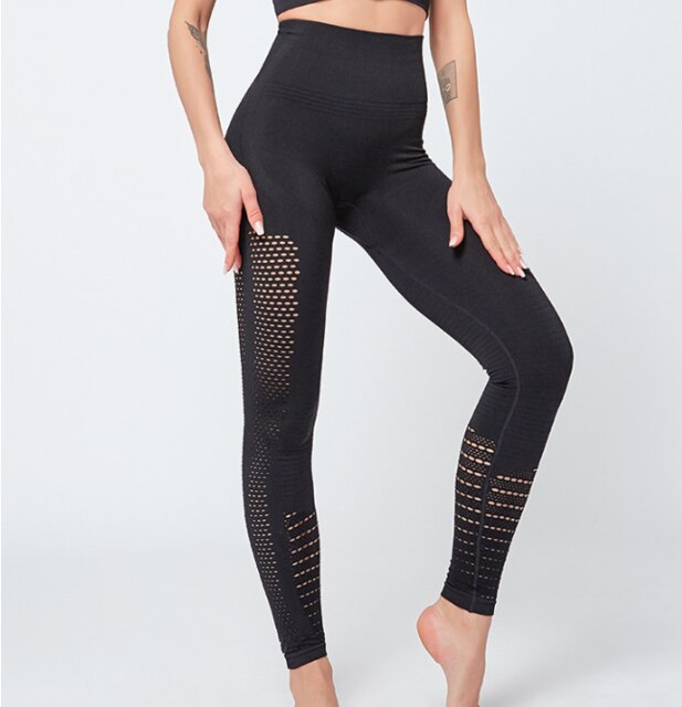 Seamless Solid Yoga Suit Women Gym Clothes Short Sleeve Crop Top Hollow Out Leggings Sport Tracksuit Fitness Workout Outdoor Set | Vimost Shop.